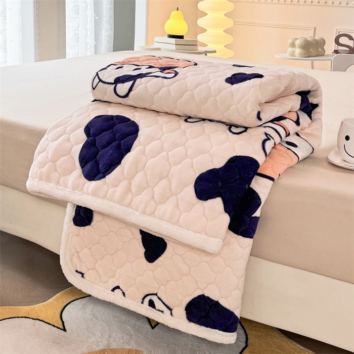 91家纺网 家纺一手货源 找家纺 优选 2025热款外贸跨境电商热销款冬季加厚牛奶绒印花床垫床垫学生单人宿舍上下铺 可爱奶牛