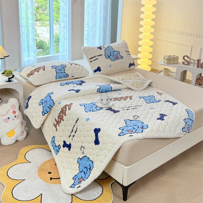 91家纺网 家纺一手货源 找家纺 优选 2025热款外贸跨境电商热销款冬季加厚牛奶绒印花床垫床垫学生单人宿舍上下铺 快乐狗