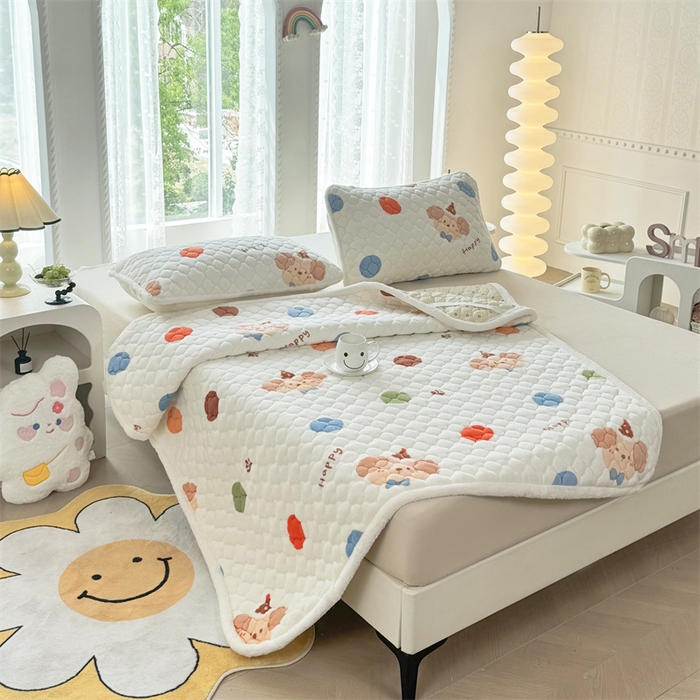 91家纺网 家纺一手货源 找家纺 优选 2025热款外贸跨境电商热销款冬季加厚牛奶绒印花床垫床垫学生单人宿舍上下铺 不点狗