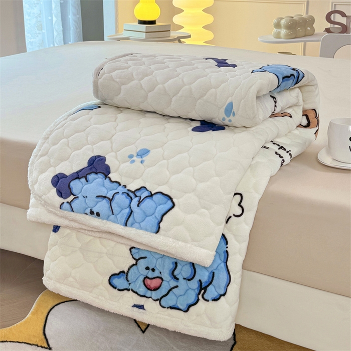 91家纺网 家纺一手货源 找家纺 优选 2025热款外贸跨境电商热销款冬季加厚牛奶绒印花床垫床垫学生单人宿舍上下铺 快乐狗