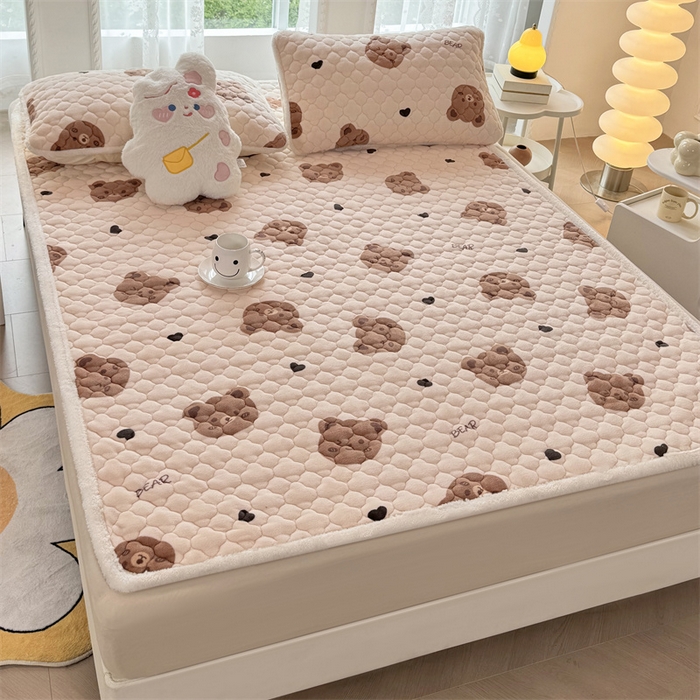 91家纺网 家纺一手货源 找家纺 优选 2025热款外贸跨境电商热销款冬季加厚牛奶绒印花床垫床垫学生单人宿舍上下铺 梦梦熊