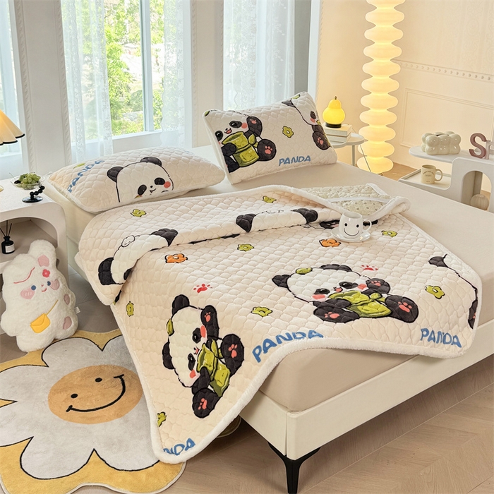 91家纺网 家纺一手货源 找家纺 优选 2025热款外贸跨境电商热销款冬季加厚牛奶绒印花床垫床垫学生单人宿舍上下铺 可爱熊猫
