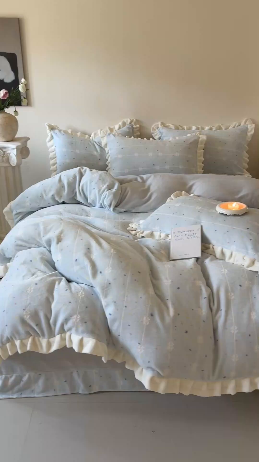 91家纺网 家纺一手货源 找家纺 潘朵拉家纺 2025立体着色雕花系列牛奶绒四件套 浅蓝星辰