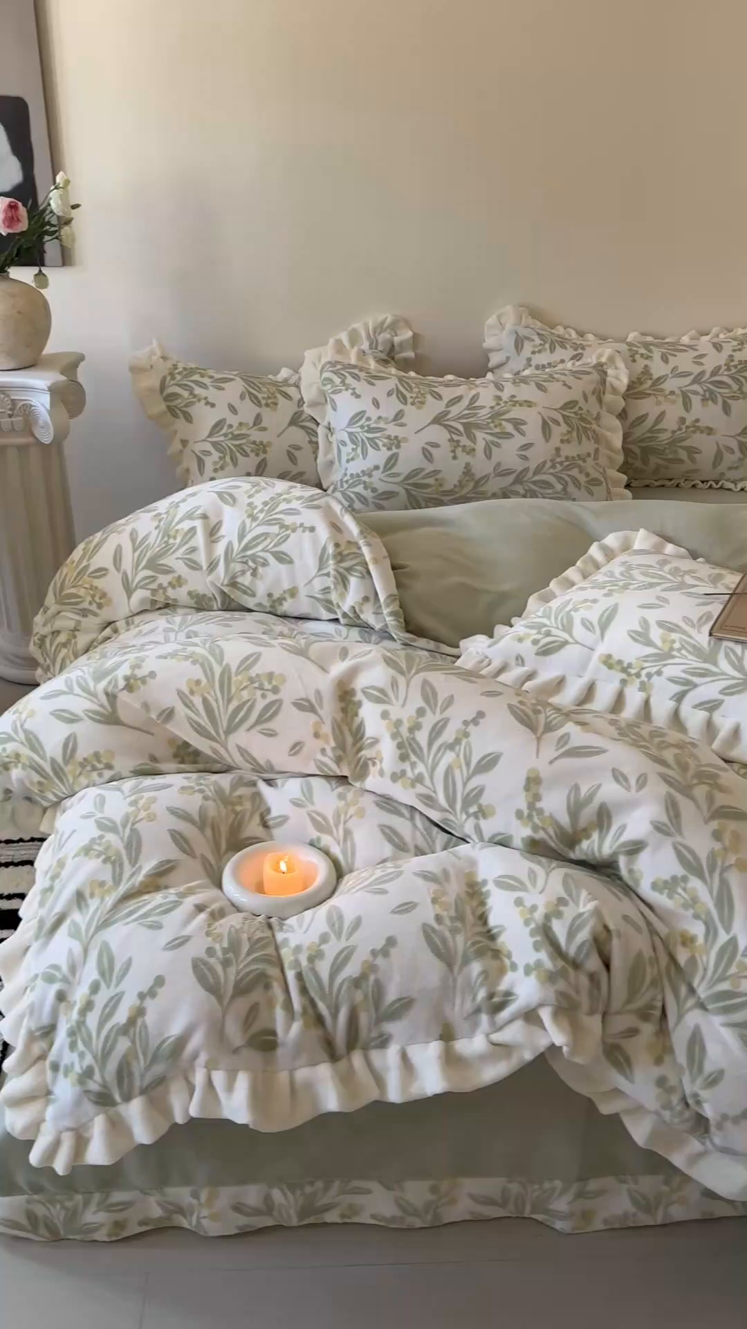 91家纺网 家纺一手货源 找家纺 潘朵拉家纺 2025立体着色雕花系列牛奶绒四件套 叶韵-绿