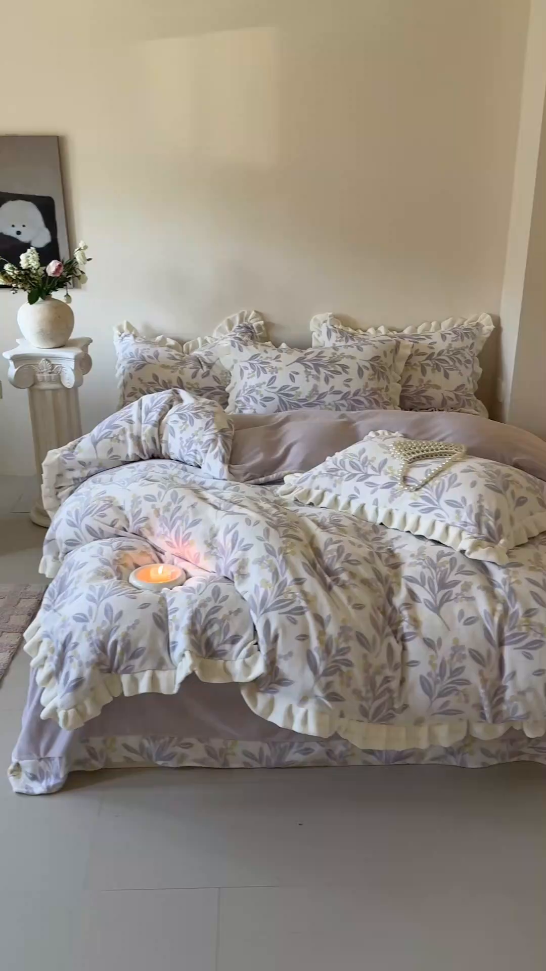 91家纺网 家纺一手货源 找家纺 潘朵拉家纺 2025立体着色雕花系列牛奶绒四件套 叶韵-紫