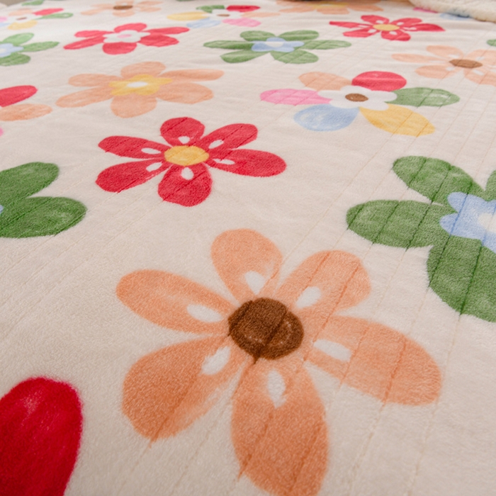 91家纺网 家纺一手货源 找家纺 圣靓 2025新款牛奶绒羊羔绒双层毛毯 花漾色彩