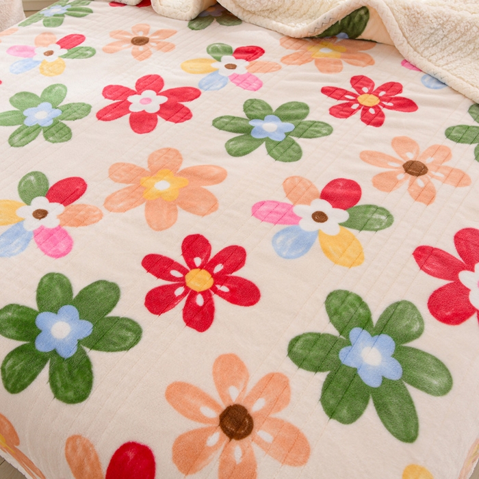 91家纺网 家纺一手货源 找家纺 圣靓 2025新款牛奶绒羊羔绒双层毛毯 花漾色彩