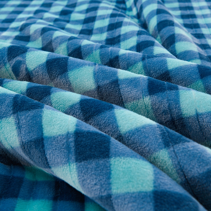 91家纺网 家纺一手货源 找家纺 圣靓 2025新款牛奶绒羊羔绒双层毛毯 蓝色天空