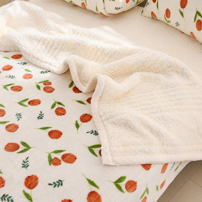 91家纺网 家纺一手货源 找家纺 圣靓 2025新款牛奶绒羊羔绒双层毛毯 迷人花香