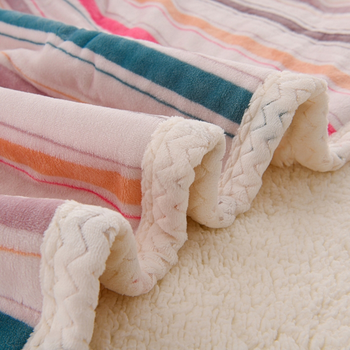 91家纺网 家纺一手货源 找家纺 圣靓 2025新款牛奶绒羊羔绒双层毛毯 邂逅彩虹