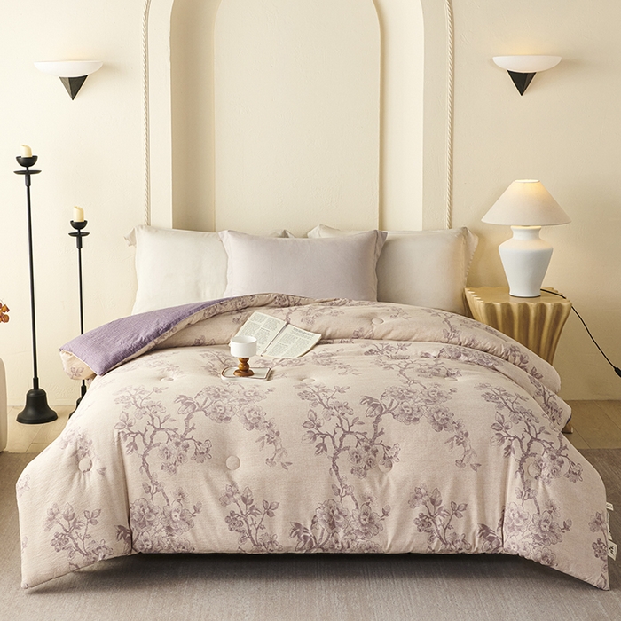 91家纺网 家纺一手货源 找家纺 （总）富阿娜家纺 2025新款高端提花水洗亚麻原棉被子