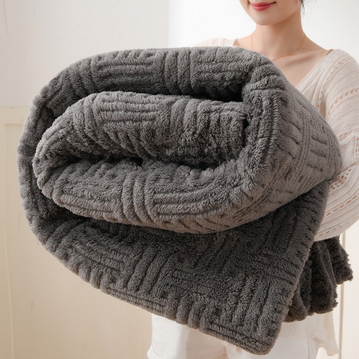 圣靓 2025新款高克重塔芙绒毯子毛毯 恬梦深灰