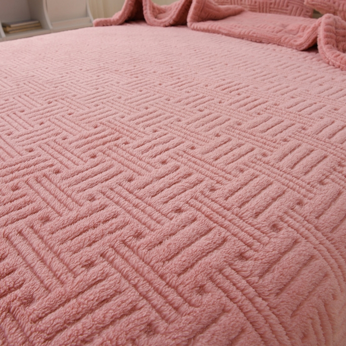 91家纺网 家纺一手货源 找家纺 圣靓 2025新款高克重塔芙绒毯子毛毯 恬梦樱粉