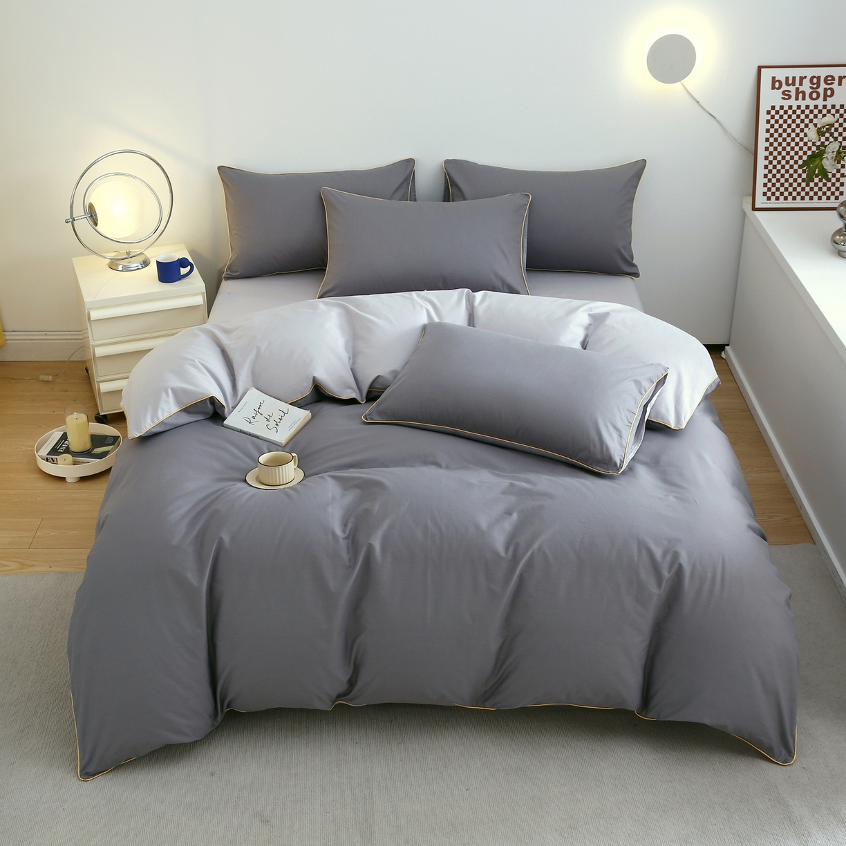 91家纺网 家纺一手货源 找家纺 （总）悦然毛巾被 2025新款全棉纯棉素色双拼四件套