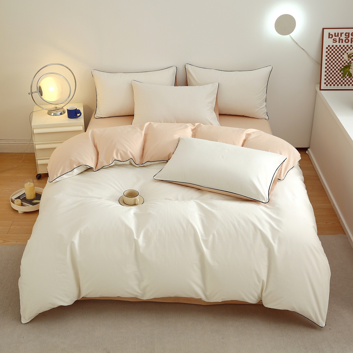 91家纺网 家纺一手货源 找家纺 （总）悦然毛巾被 2025新款全棉纯棉素色双拼四件套