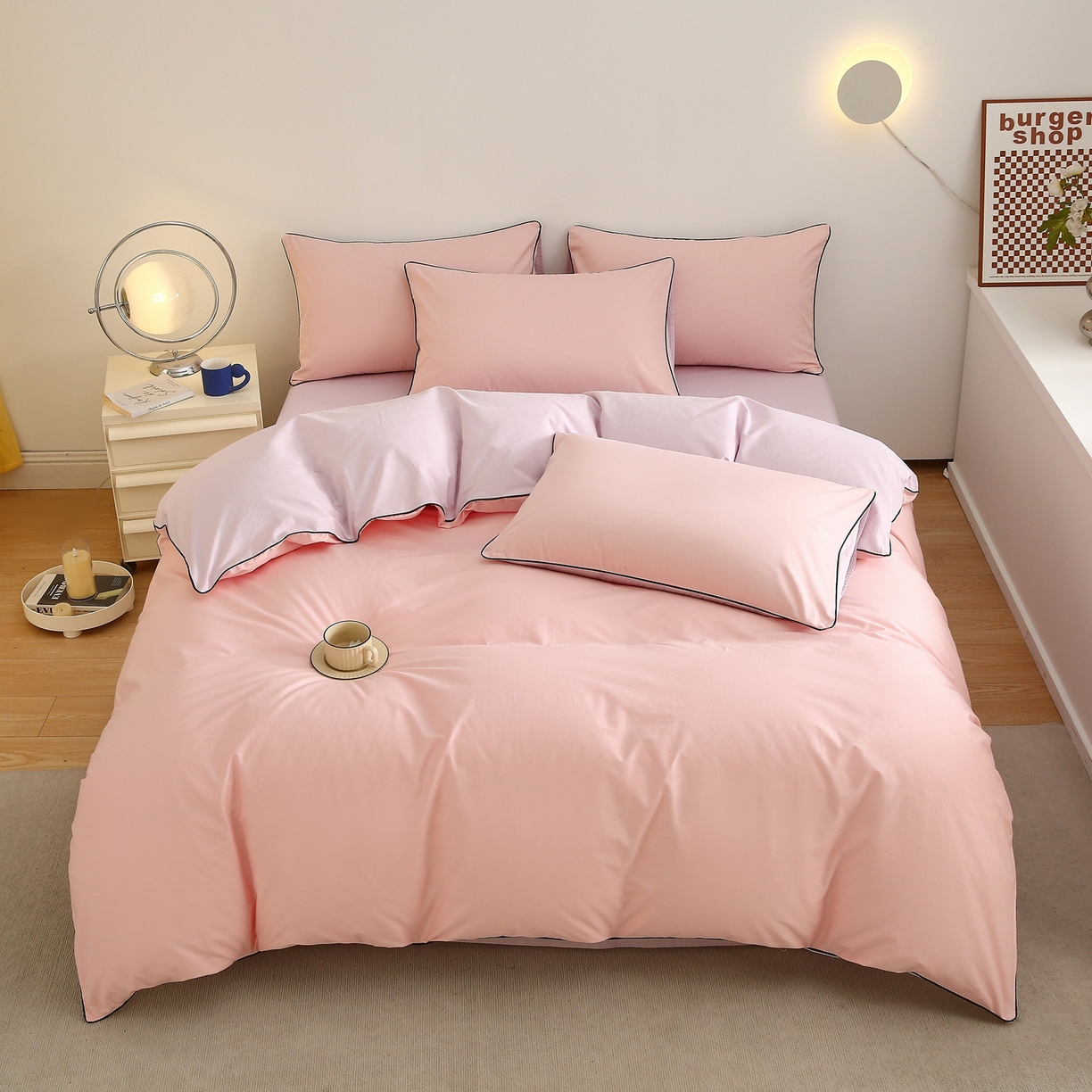 91家纺网 家纺一手货源 找家纺 （总）悦然毛巾被 2025新款全棉纯棉素色双拼四件套