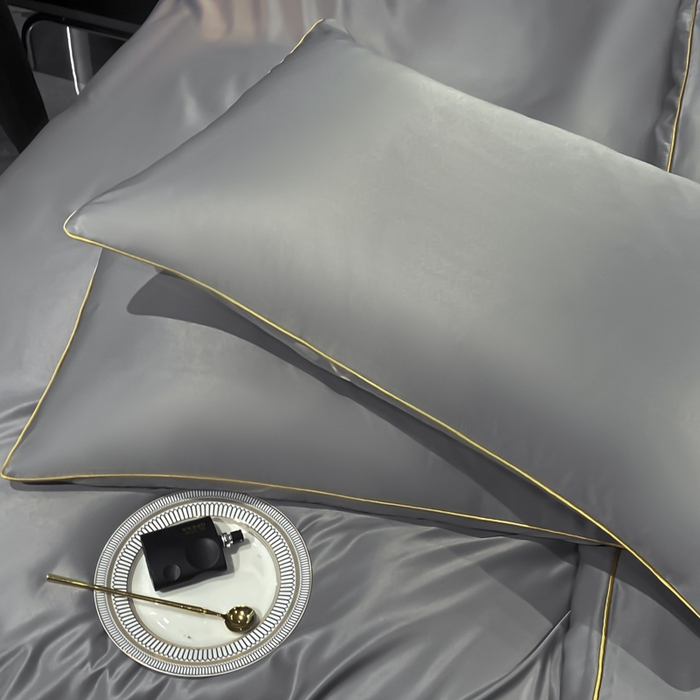 91家纺网 家纺一手货源 找家纺 悦然毛巾被 2025新款全棉纯棉素色双拼四件套 高级灰