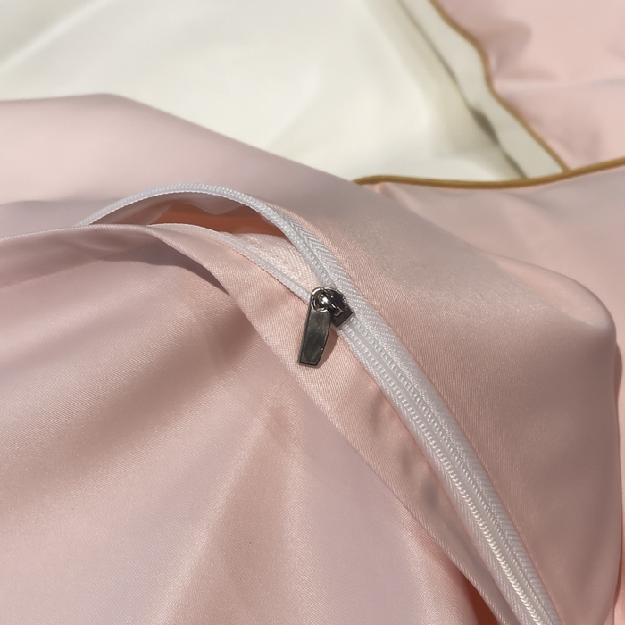 91家纺网 家纺一手货源 找家纺 悦然毛巾被 2025新款全棉纯棉素色双拼四件套 奶昔+蜜桃粉