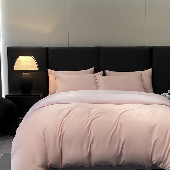 91家纺网 家纺一手货源 找家纺 悦然毛巾被 2025新款全棉纯棉素色双拼四件套 香叶粉+罗兰紫