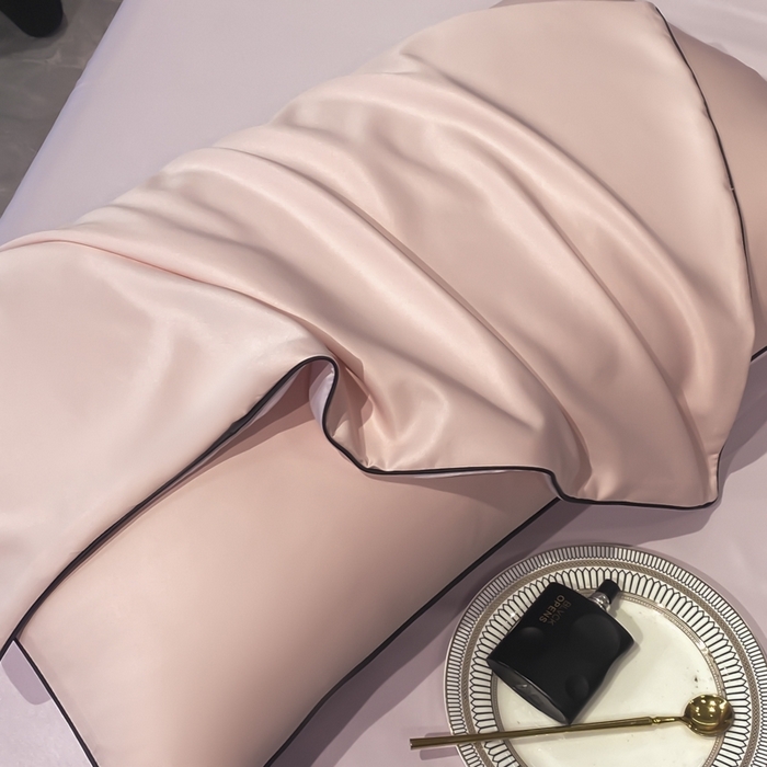 91家纺网 家纺一手货源 找家纺 悦然毛巾被 2025新款全棉纯棉素色双拼四件套 香叶粉+罗兰紫