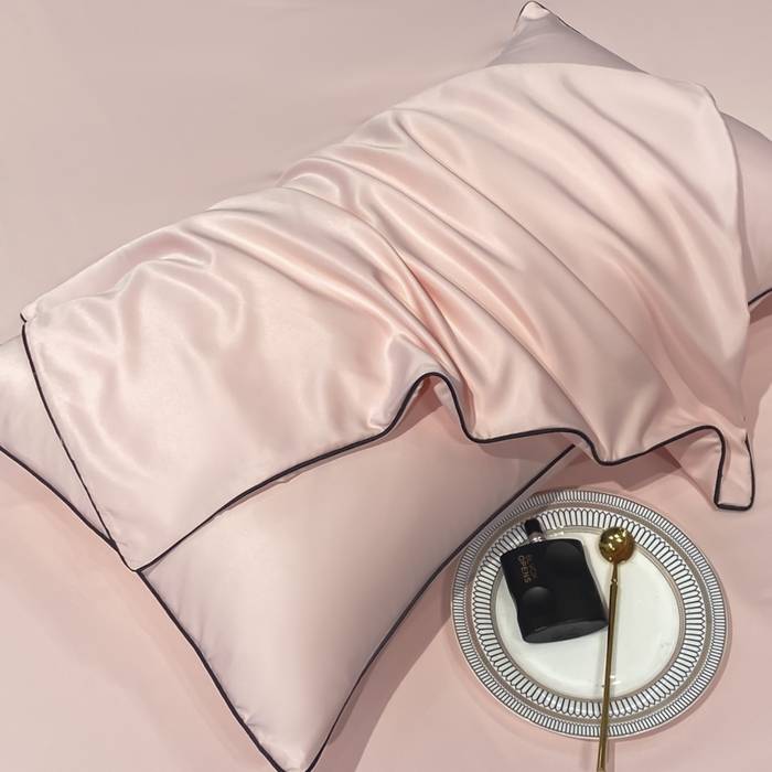 91家纺网 家纺一手货源 找家纺 悦然毛巾被 2025新款全棉纯棉素色双拼四件套 樱花粉