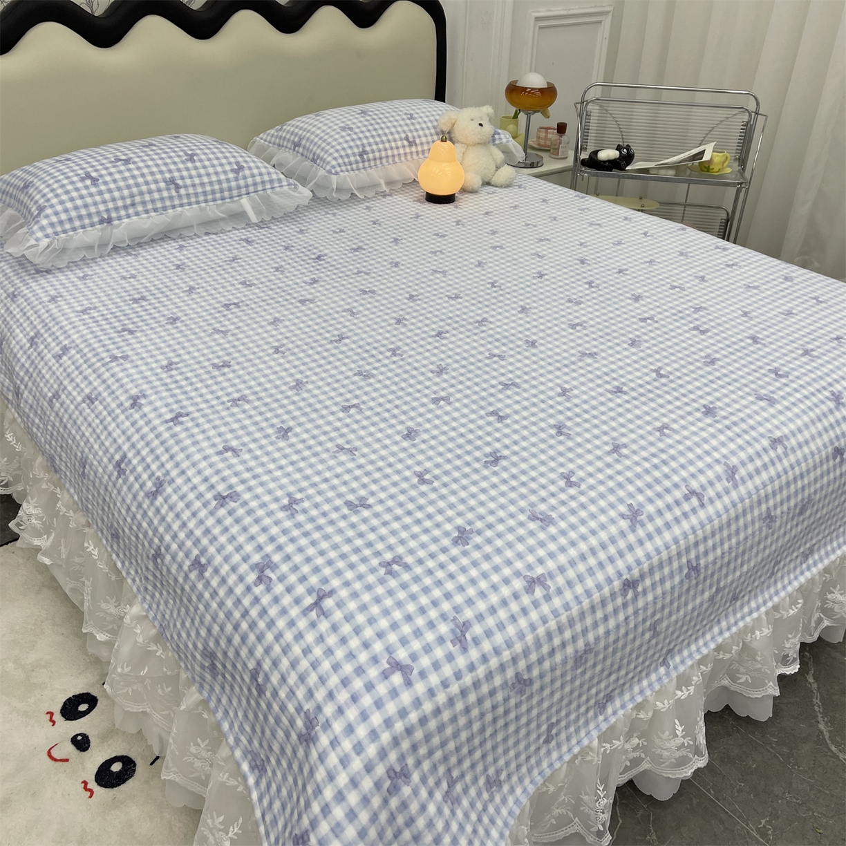 91家纺网 家纺一手货源 找家纺 （总）禧瑞谷 2025新款冬季牛奶绒双层蕾丝花边床盖三件套床盖四件套