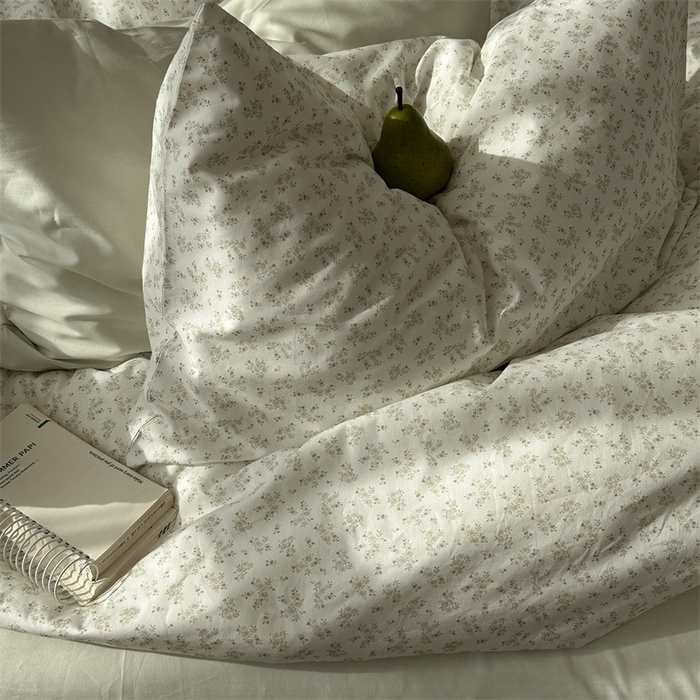 91家纺网 家纺一手货源 找家纺 尺素 2025新款纯棉卡通ins风四件套可爱少女风全棉被套纯色1.8床笠加大床单学生1.2三件套 清梦--冰沙绿