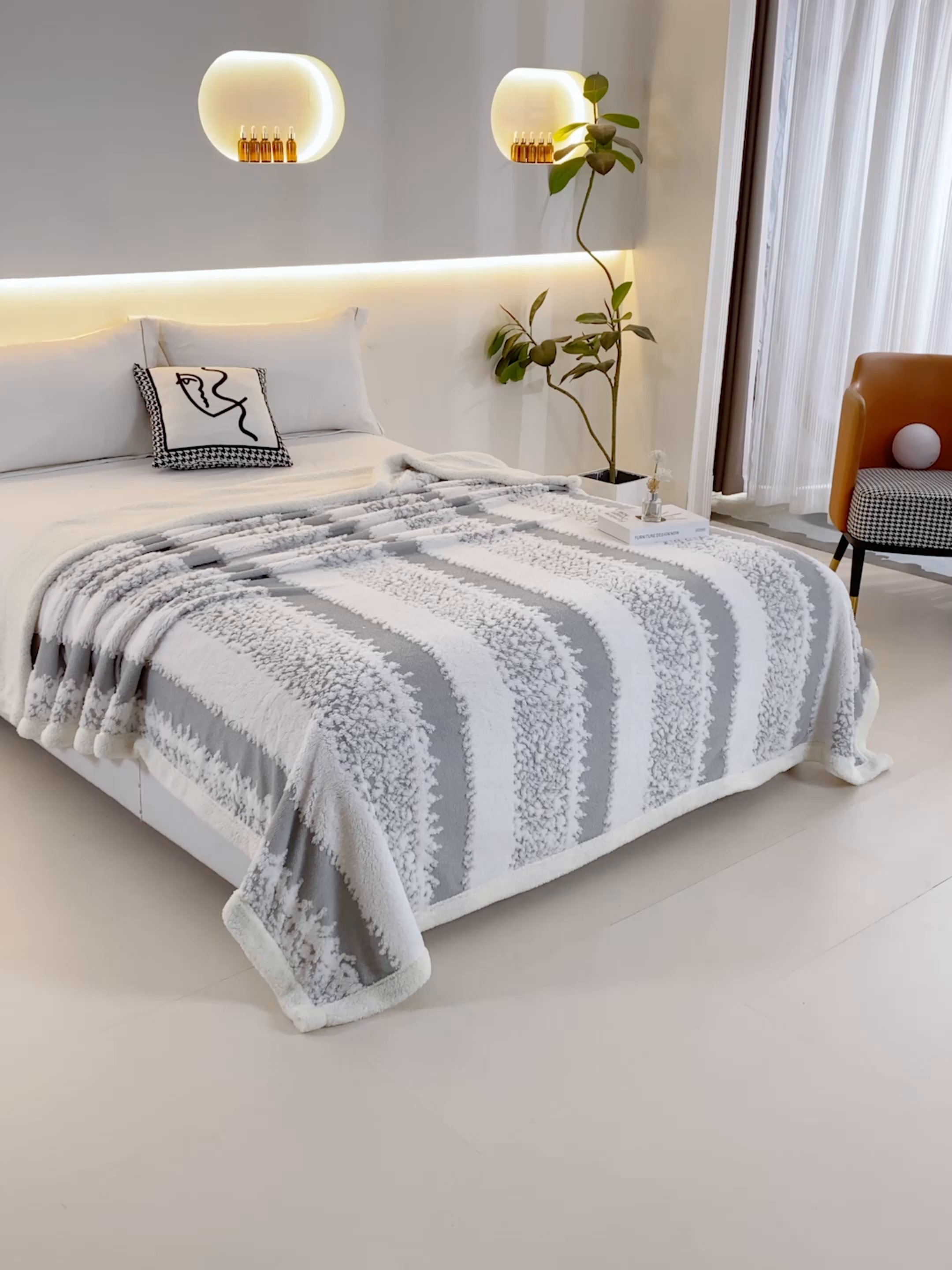 91家纺网 家纺一手货源 找家纺 （总）巴木赫 2025新款渐变色阳离子双层羊羔绒毯子毛毯