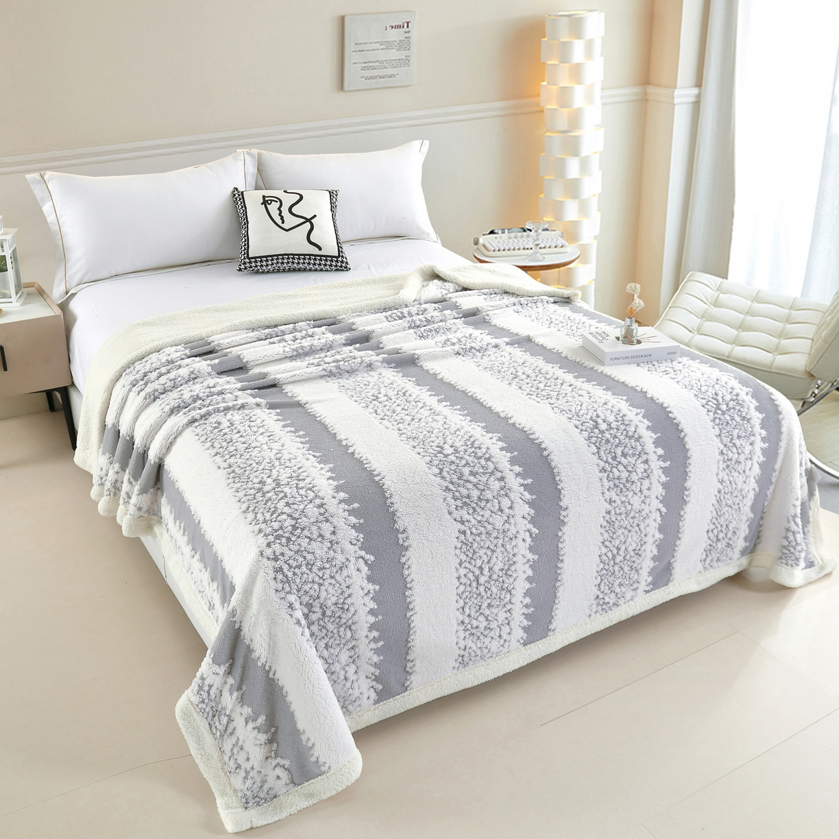 91家纺网 家纺一手货源 找家纺 （总）巴木赫 2025新款渐变色阳离子双层羊羔绒毯子毛毯