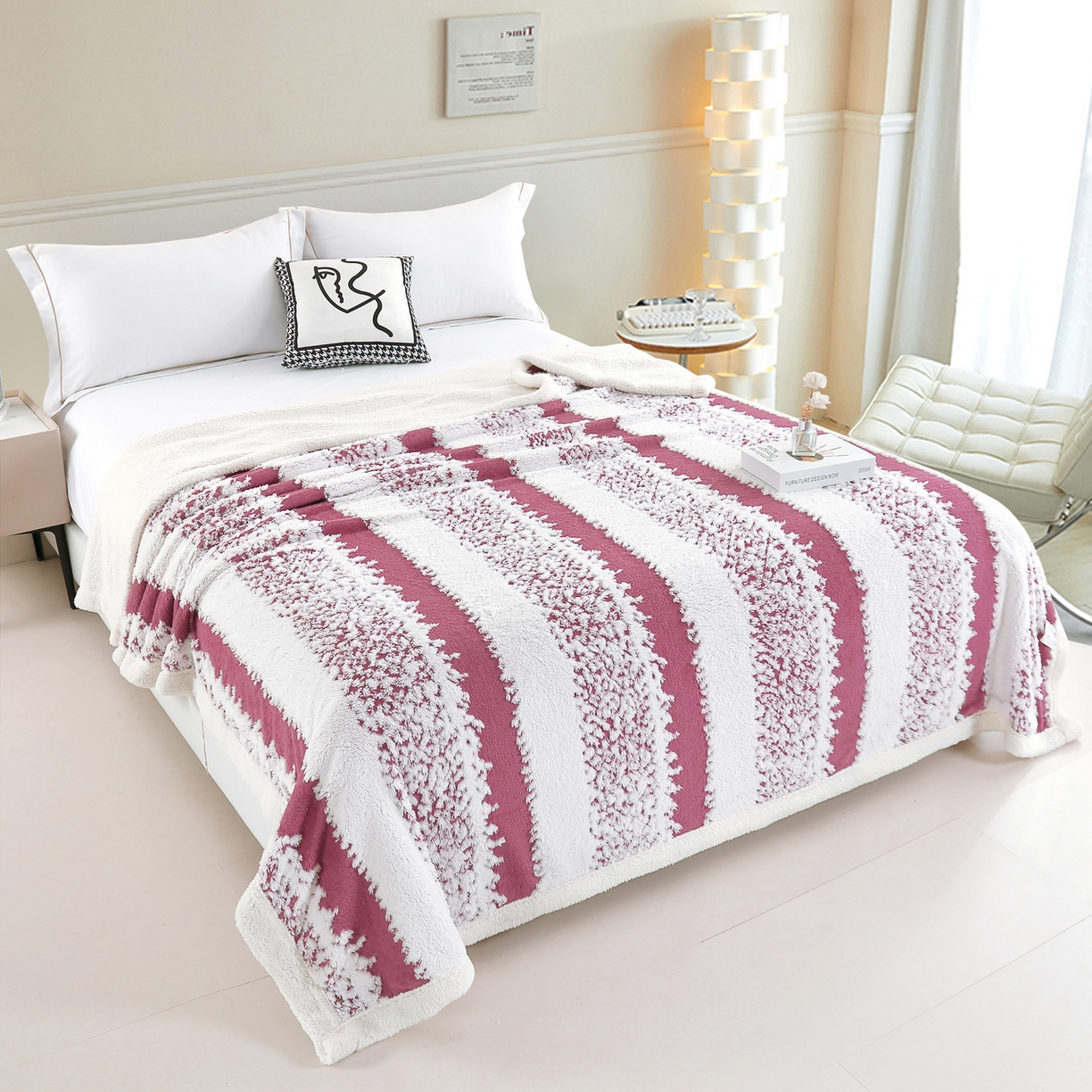 91家纺网 家纺一手货源 找家纺 巴木赫 2025新款渐变色阳离子双层羊羔绒毯子毛毯 渐变紫色