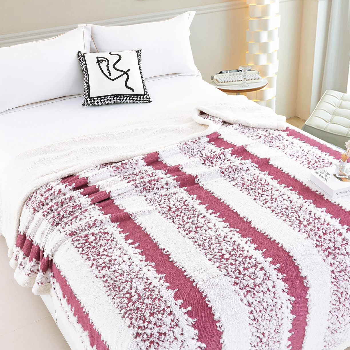 91家纺网 家纺一手货源 找家纺 巴木赫 2025新款渐变色阳离子双层羊羔绒毯子毛毯 渐变紫色