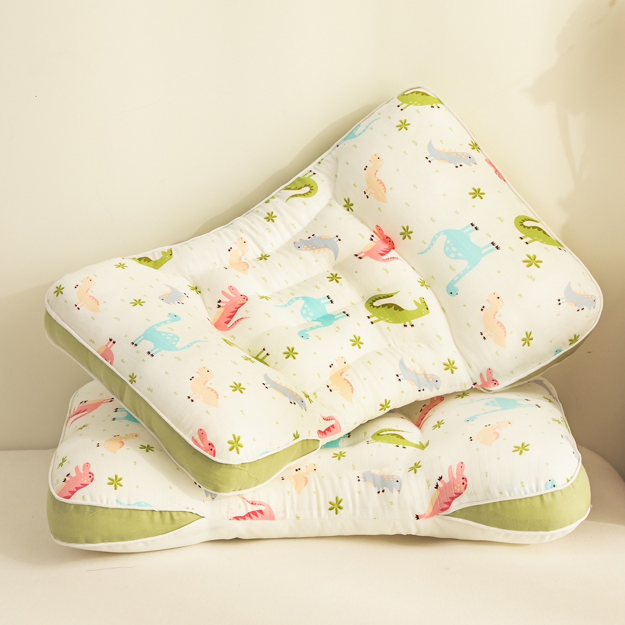 91家纺网 家纺一手货源 找家纺 贵夫人 2025新款卡通纯棉分区护脊枕枕头枕芯 恐龙乐园40*60-一只