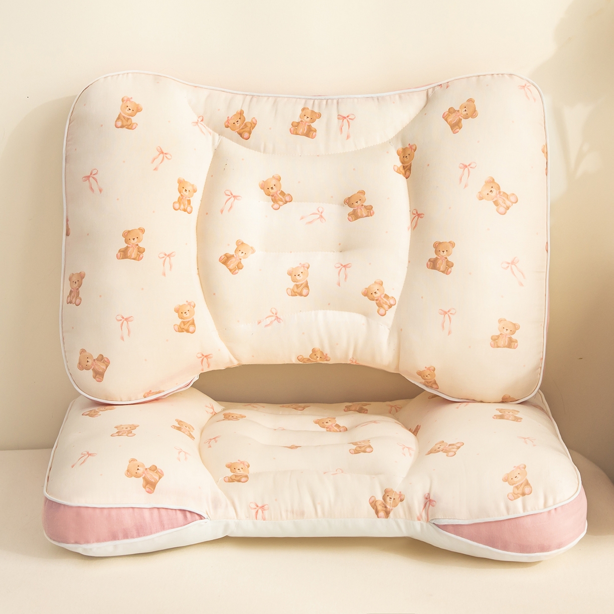 91家纺网 家纺一手货源 找家纺 贵夫人 2025新款卡通纯棉分区护脊枕枕头枕芯 小熊甜心30*50一只