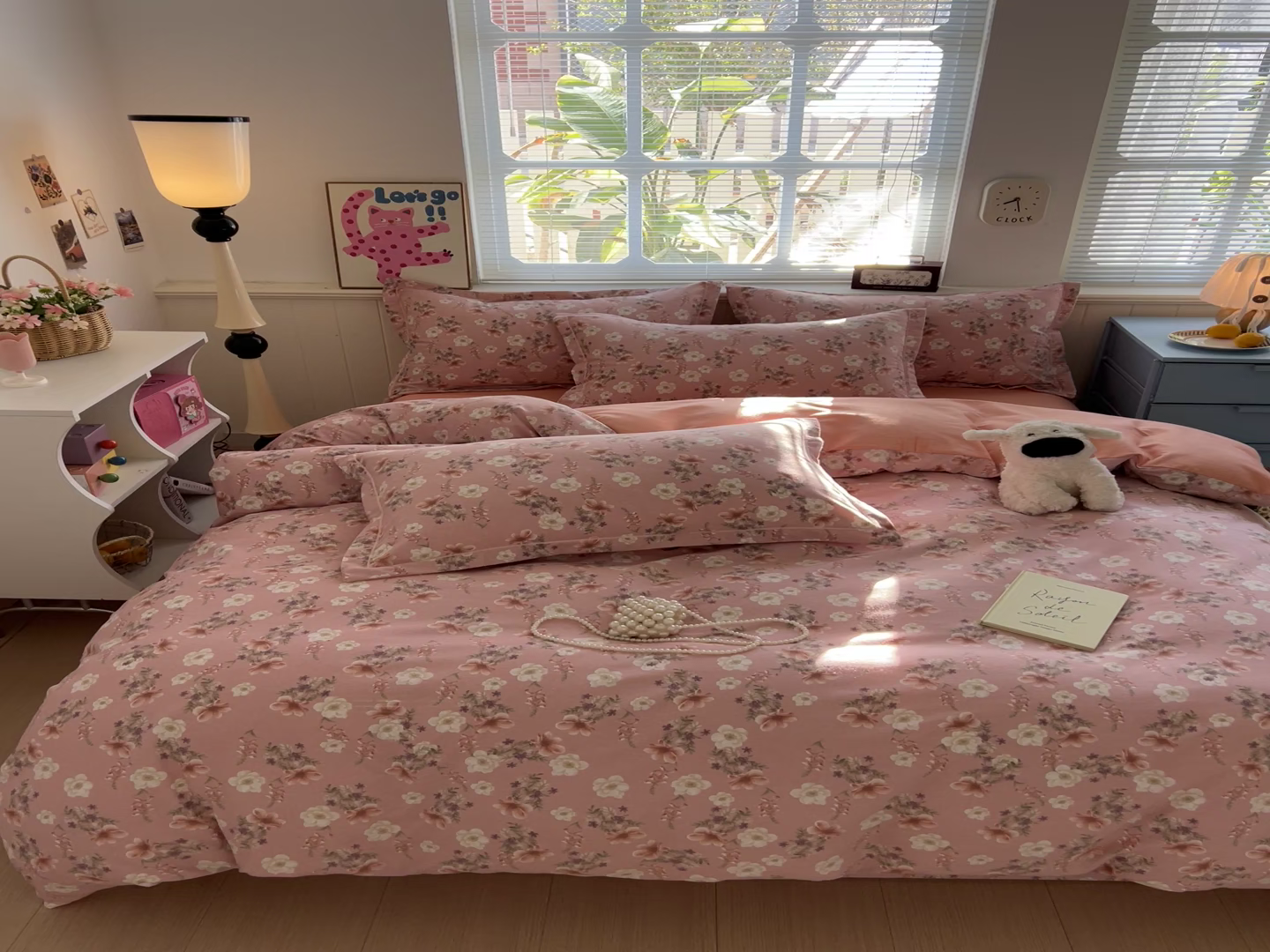 91家纺网 家纺一手货源 找家纺 暖芯优选 2025新款小清新印花全棉磨毛四件套 花蕊粉