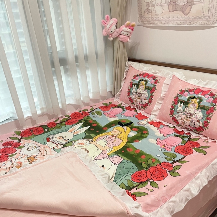 91家纺网 家纺一手货源 找家纺 （总）花沐家居 2025新款亲肤舒适花边洛丽塔云朵棉四件套