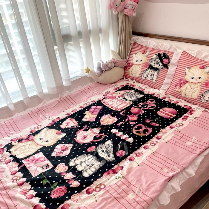 91家纺网 家纺一手货源 找家纺 （总）花沐家居 2025新款亲肤舒适花边洛丽塔云朵棉四件套