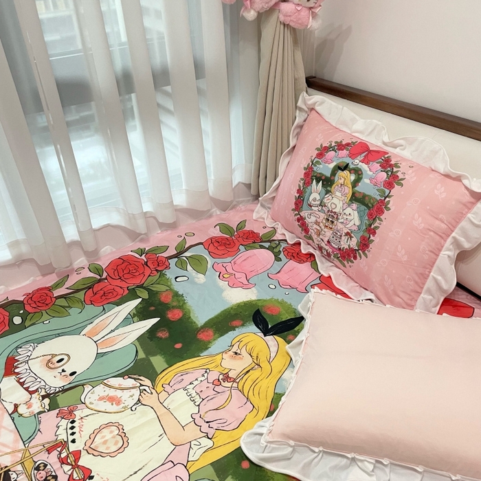 91家纺网 家纺一手货源 找家纺 （总）花沐家居 2025新款亲肤舒适花边洛丽塔云朵棉四件套