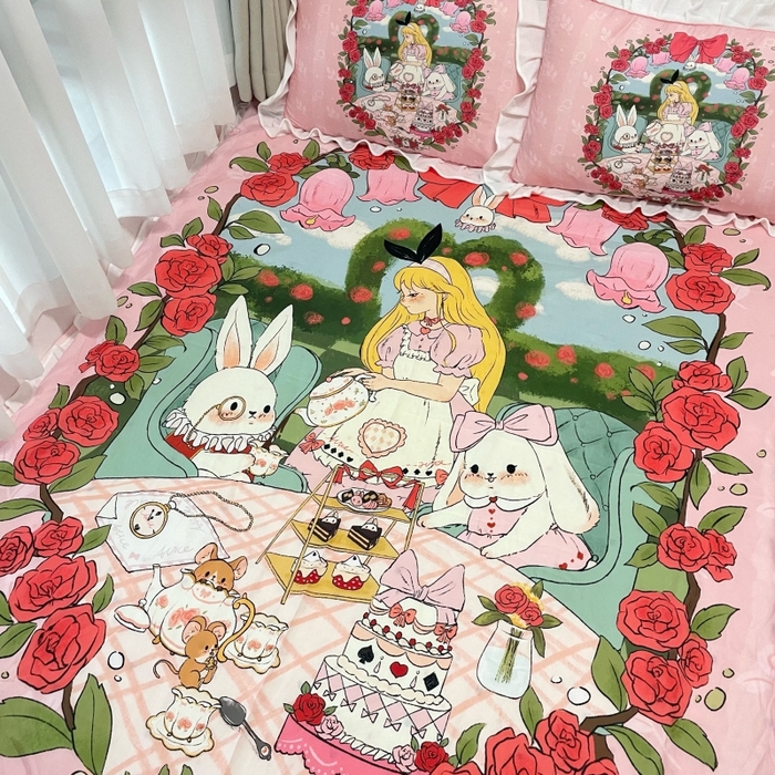 91家纺网 家纺一手货源 找家纺 （总）花沐家居 2025新款亲肤舒适花边洛丽塔云朵棉四件套