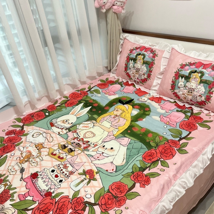 91家纺网 家纺一手货源 找家纺 （总）花沐家居 2025新款亲肤舒适花边洛丽塔云朵棉四件套