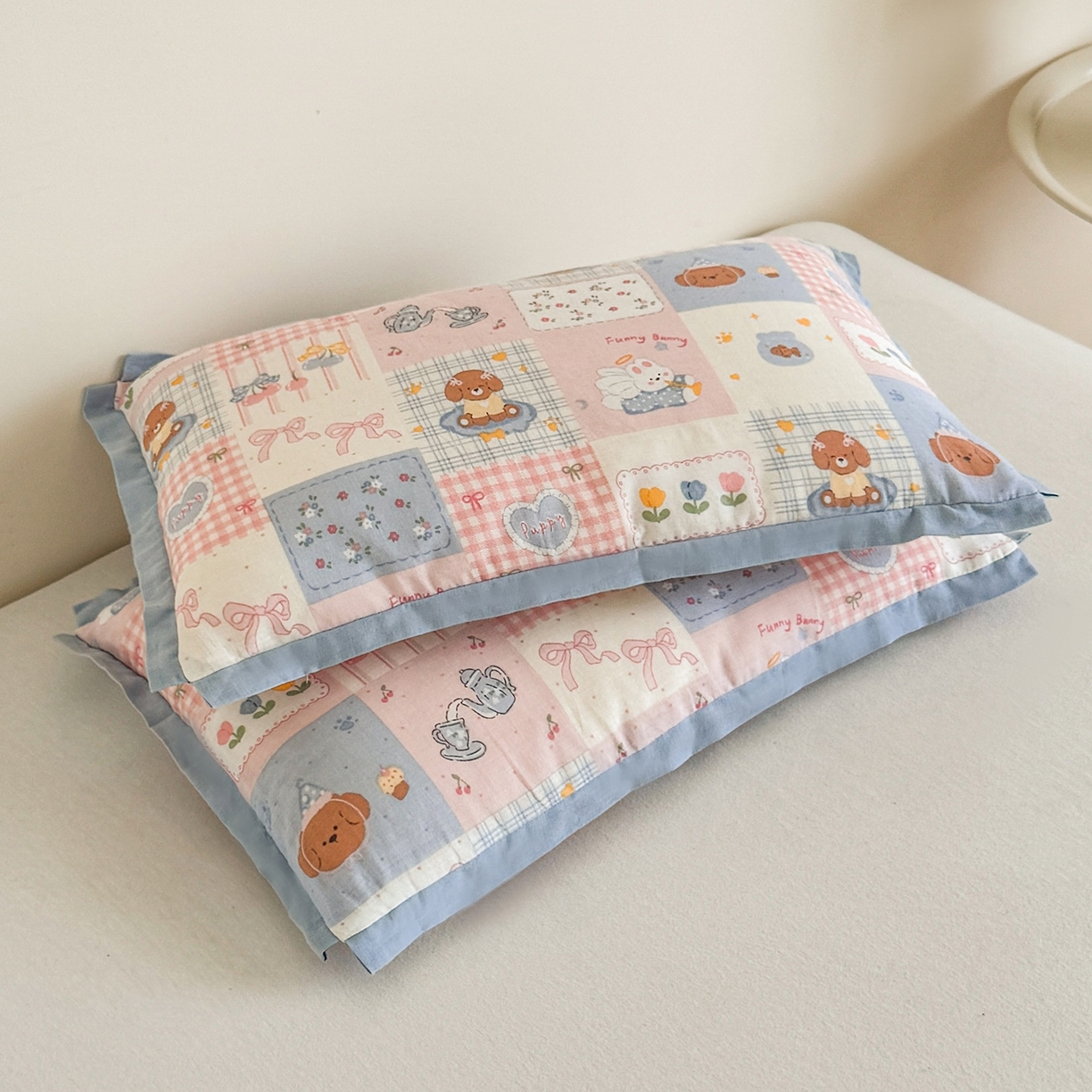 91家纺网 家纺一手货源 找家纺 贵夫人 2025新款卡通儿童100%纯棉花枕 枕头枕芯 萌宠格子铺儿童一只