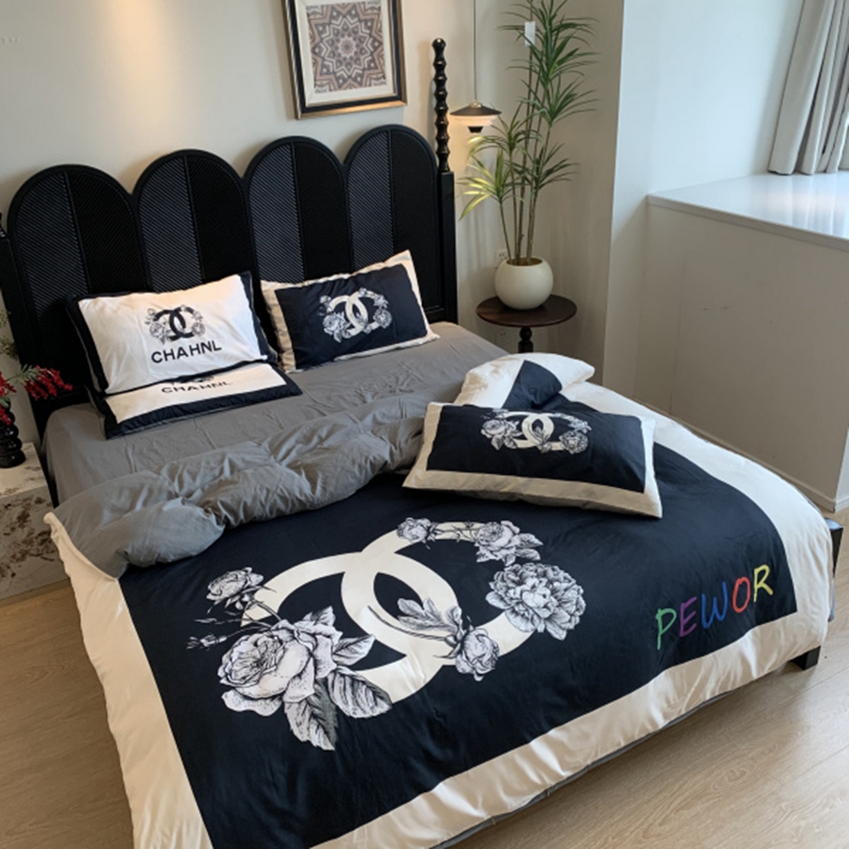 91家纺网 家纺一手货源 找家纺 （总）花沐家居 2025新款数码印花潮牌云朵棉四件套