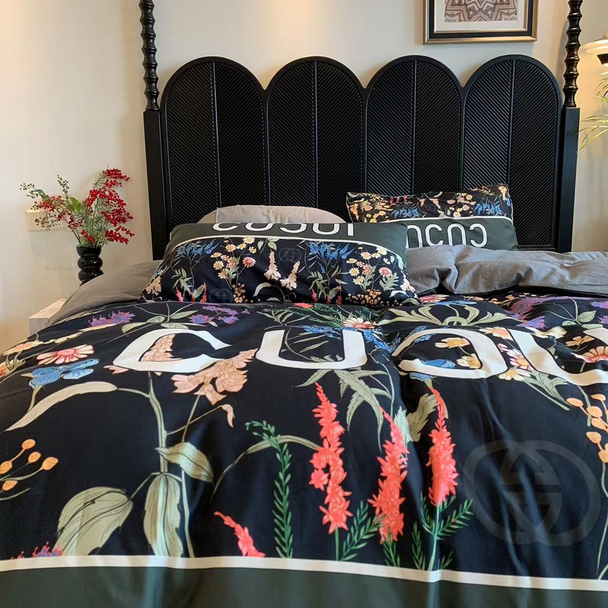 91家纺网 家纺一手货源 找家纺 花沐家居 2025新款数码印花潮牌云朵棉四件套 花千树