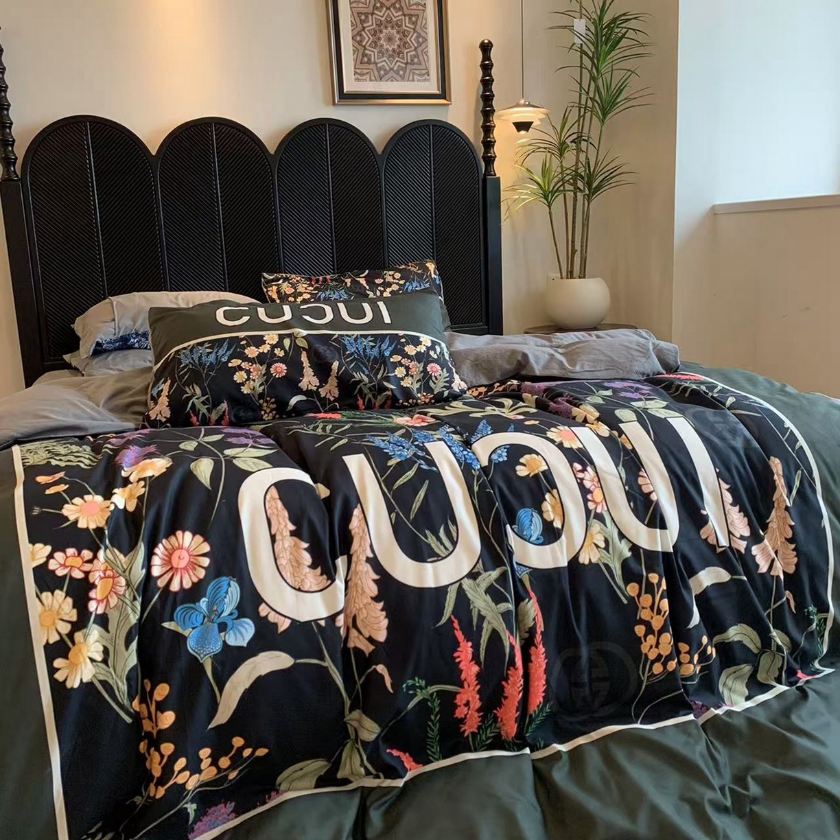 91家纺网 家纺一手货源 找家纺 花沐家居 2025新款数码印花潮牌云朵棉四件套 花千树