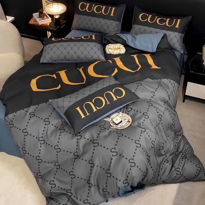 91家纺网 家纺一手货源 找家纺 花沐家居 2025新款 潮牌亲肤纯棉四件套 古拼