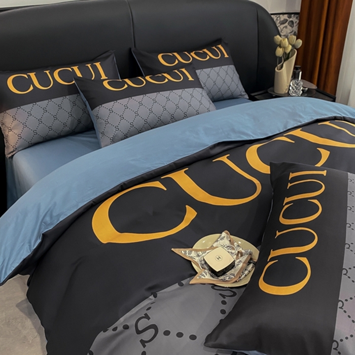 91家纺网 家纺一手货源 找家纺 花沐家居 2025新款 潮牌亲肤纯棉四件套 古拼