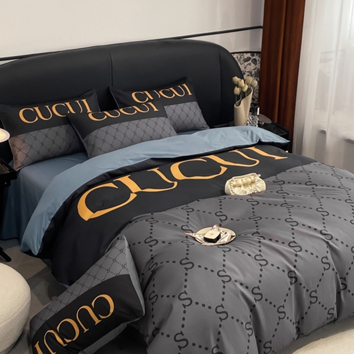 91家纺网 家纺一手货源 找家纺 花沐家居 2025新款 潮牌亲肤纯棉四件套 古拼