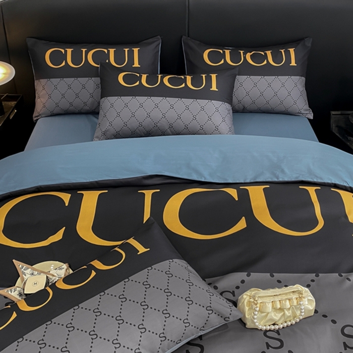 91家纺网 家纺一手货源 找家纺 花沐家居 2025新款 潮牌亲肤纯棉四件套 古拼