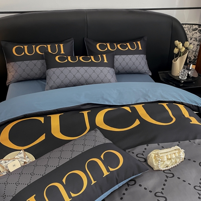 91家纺网 家纺一手货源 找家纺 花沐家居 2025新款 潮牌亲肤纯棉四件套 古拼