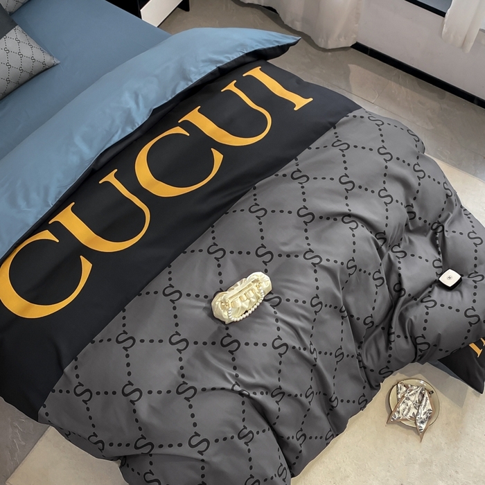 91家纺网 家纺一手货源 找家纺 花沐家居 2025新款 潮牌亲肤纯棉四件套 古拼