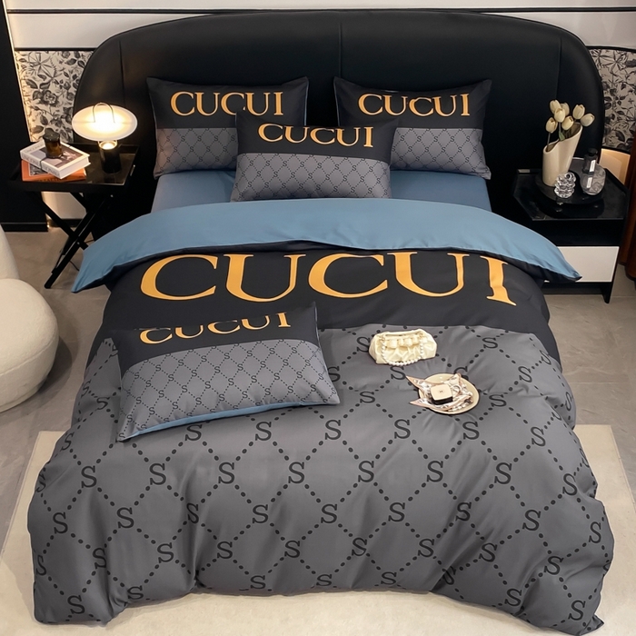 91家纺网 家纺一手货源 找家纺 花沐家居 2025新款 潮牌亲肤纯棉四件套 古拼